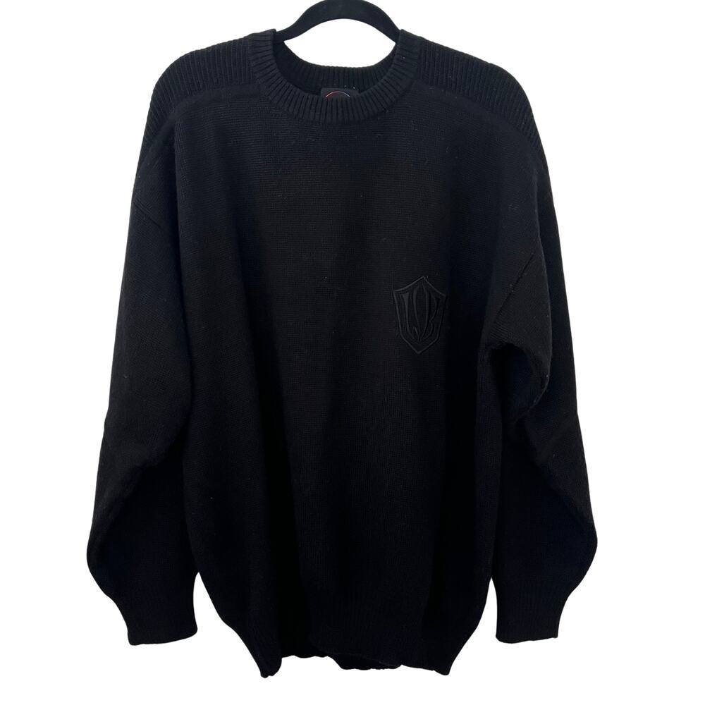 Bogner Vintage Black Wool Blend Ski Sweater Size L 90s Luxury Alpine Knit